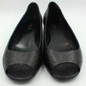 AUTHENTIC GUCCI GUCCISSIMA SALANDIA PEEP TOE FLATS US 9.5